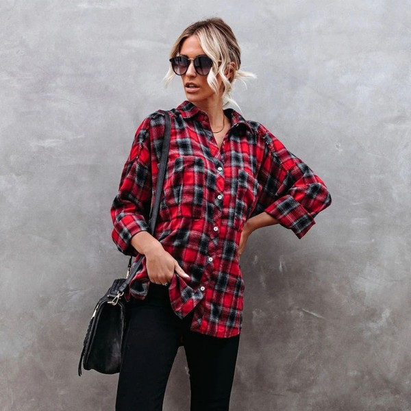 Retro Plaid Longsleeved Casual Shirt Nhis414692