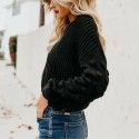 Retro Solid Color Round Neck Longsleeved Knitted Sweater Nhis414747