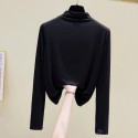 Simple Solid Color Half High Neck Long Sleeve Tshirt Top Nhis414749