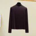 Simple Solid Color Half High Neck Long Sleeve Tshirt Top Nhis414749