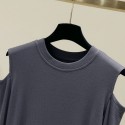 Simple Solid Color Strapless Longsleeved Top Tshirt Nhis414750