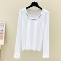 Simple Round Neck Thread Long Sleeve Tshirt Nhis414751