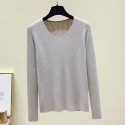 Simple Solid Color Vneck Longsleeved Sweater Nhis414759