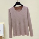 Simple Solid Color Vneck Longsleeved Sweater Nhis414759