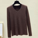 Simple Solid Color Vneck Longsleeved Sweater Nhis414759