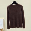 Simple Solid Color Vneck Longsleeved Sweater Nhis414759