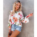 Flower Printed Lantern Sleeve Top  Nhjg413037