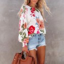 Flower Printed Lantern Sleeve Top  Nhjg413037