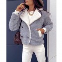 Long Sleeve Color Matching Lamb Velvet Jacket  Nhjg413056