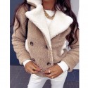 Long Sleeve Color Matching Lamb Velvet Jacket  Nhjg413056