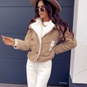 Long Sleeve Color Matching Lamb Velvet Jacket  Nhjg413056