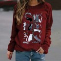 Fashion Printing Tree Cats Casual Loose Hedging Longsleeved Sweater Nhko414711