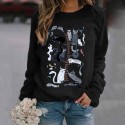 Fashion Printing Tree Cats Casual Loose Hedging Longsleeved Sweater Nhko414711