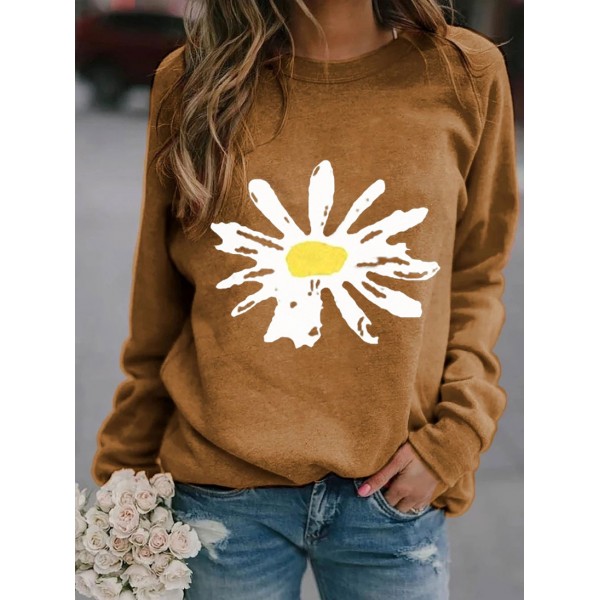 Fashion Printing Daisy Hedging Longsleeved Sweater Nhko414716