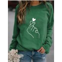 Fashion Heart Gesture Printing Longsleeved Sweater Nhko414727