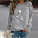 Fashion Heart Gesture Printing Longsleeved Sweater Nhko414727