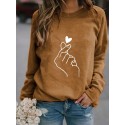 Fashion Heart Gesture Printing Longsleeved Sweater Nhko414727