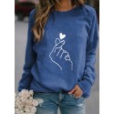 Fashion Heart Gesture Printing Longsleeved Sweater Nhko414727