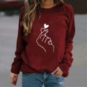 Fashion Heart Gesture Printing Longsleeved Sweater Nhko414727