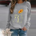 Fashion Flower Cat Printing Longsleeved Sweater Nhko414731