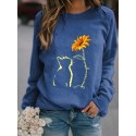 Fashion Flower Cat Printing Longsleeved Sweater Nhko414731