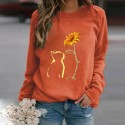 Fashion Flower Cat Printing Longsleeved Sweater Nhko414731