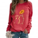 Fashion Flower Cat Printing Longsleeved Sweater Nhko414731