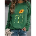 Fashion Flower Cat Printing Longsleeved Sweater Nhko414731