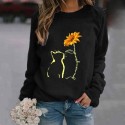 Fashion Flower Cat Printing Longsleeved Sweater Nhko414731