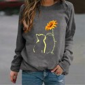 Fashion Flower Cat Printing Longsleeved Sweater Nhko414731