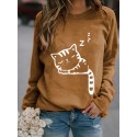 Fashion Sleepping Cat Printing Longsleeved Sweater Nhko414733