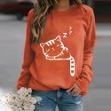 Fashion Sleepping Cat Printing Longsleeved Sweater Nhko414733