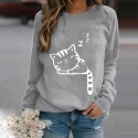 Fashion Sleepping Cat Printing Longsleeved Sweater Nhko414733