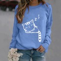 Fashion Sleepping Cat Printing Longsleeved Sweater Nhko414733