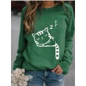 Fashion Sleepping Cat Printing Longsleeved Sweater Nhko414733