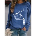 Fashion Sleepping Cat Printing Longsleeved Sweater Nhko414733