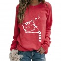 Fashion Sleepping Cat Printing Longsleeved Sweater Nhko414733