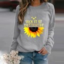 Casual Printing Sunflower Hedging Longsleeved Sweater Nhko414745