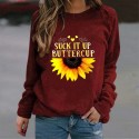 Casual Printing Sunflower Hedging Longsleeved Sweater Nhko414745