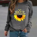 Casual Printing Sunflower Hedging Longsleeved Sweater Nhko414745