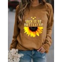 Casual Printing Sunflower Hedging Longsleeved Sweater Nhko414745