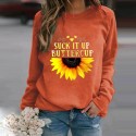 Casual Printing Sunflower Hedging Longsleeved Sweater Nhko414745