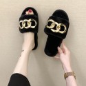 New Geometric Chain Plush Slippers  Nhpe415540