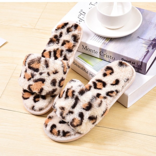 New Cotton Plush Leopard Slippers  Nhpe415544