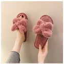 Korean Style Solid Color Bowknot Plush Flatheeled Slippers  Nhpe415553