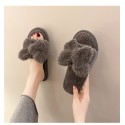 Korean Style Solid Color Bowknot Plush Flatheeled Slippers  Nhpe415553