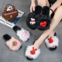 Cute Cartoon Rabbit Strawberry Heart Plush Slippers  Nhpe415560