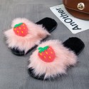 Cute Cartoon Rabbit Strawberry Heart Plush Slippers  Nhpe415560