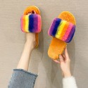 New Rainbow Plush Sliptoe Home Slippers  Nhpe415563