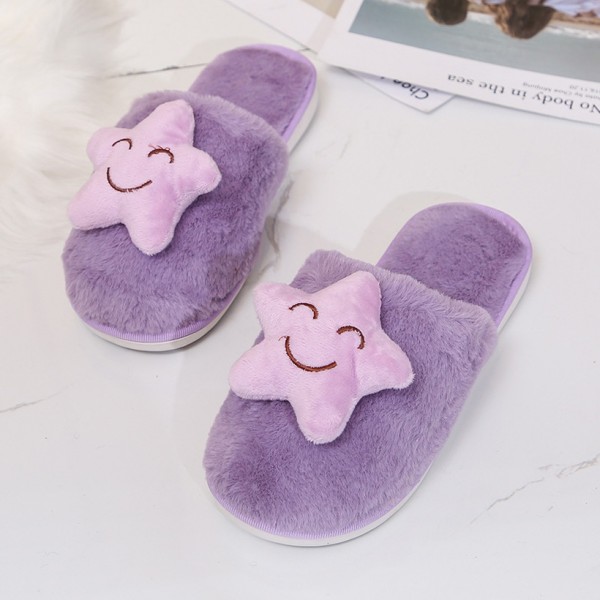 New Starshaped Smiley Plush Furnishing Slippers  Nhpe415565